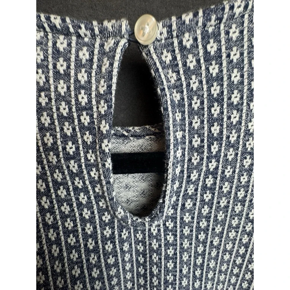 Madewell Floral Jacquard Puff Sleeve Blouse Blue Women's Size XS Textured Boho - Picture 4 of 6